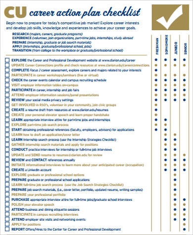 career action plan checklist