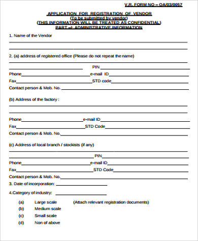 vendor registration application form