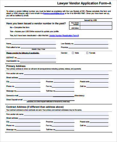 lawyer vendor application form pdf