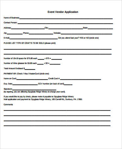 FREE 9  Sample Vendor Application Forms in MS Word PDF