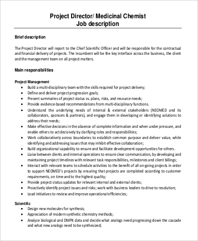 research project director job description