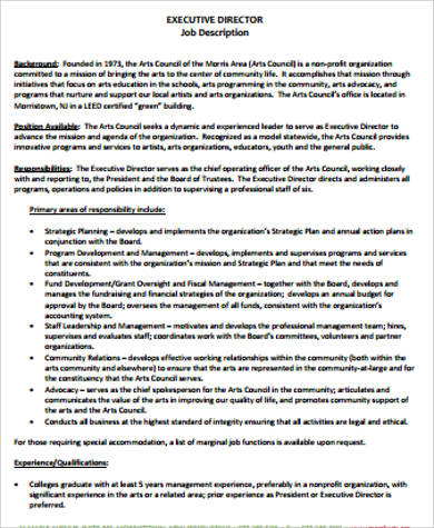 executive director job description pdf