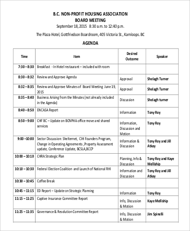 first nonprofit board meeting agenda template