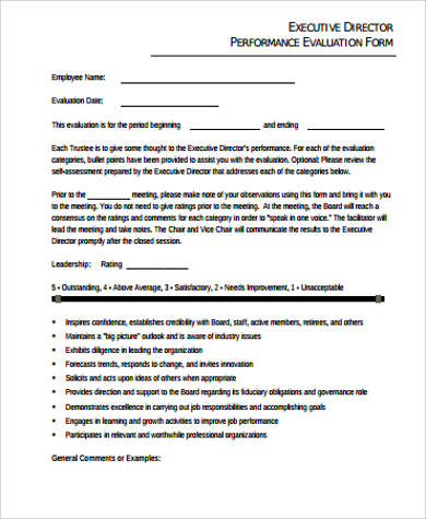 7 sample performance evaluation forms free sample example examples of performance evaluations