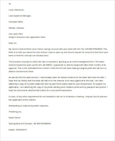 business application letter