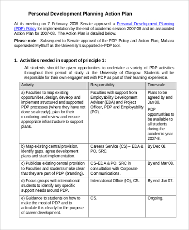 FREE 10+ Sample Personal Action Plan Templates in PDF | MS Word