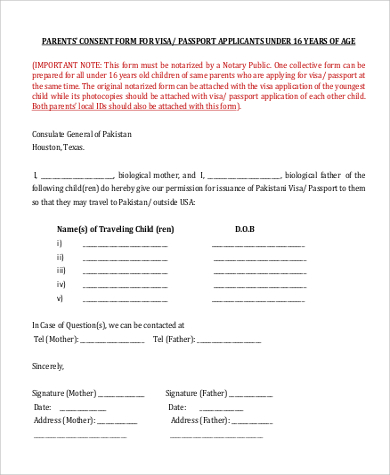 passport printable sample PDF in 5 Passport  Consent Examples   Form Sample