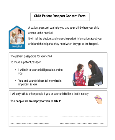 child patient passport consent form
