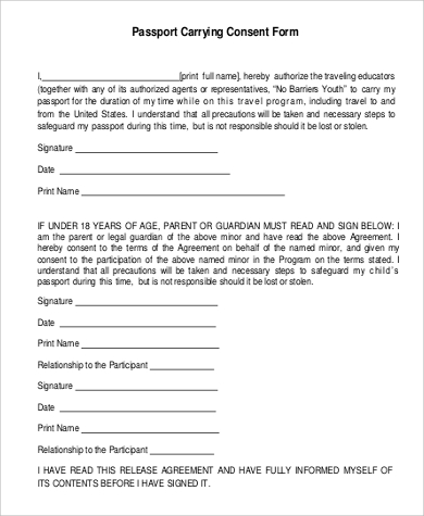 passport carrying consent form to download