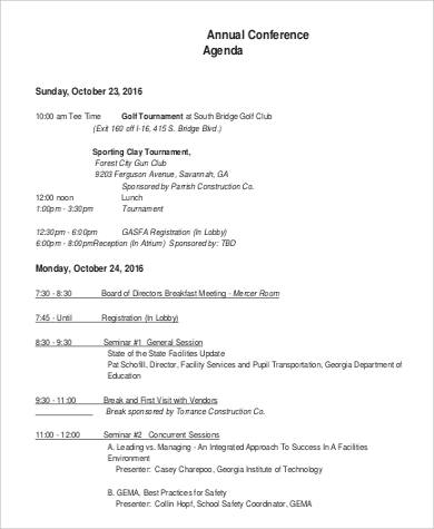 annual conference agenda