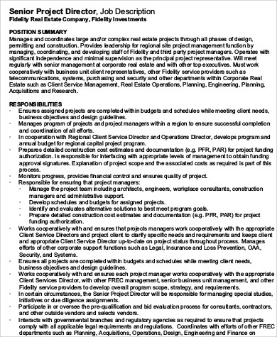 FREE 9+ Senior Director Job Description Samples in PDF