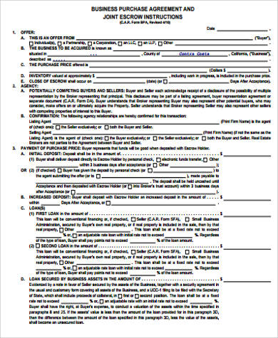 7+ Business Purchase Agreement Samples  Sample Templates