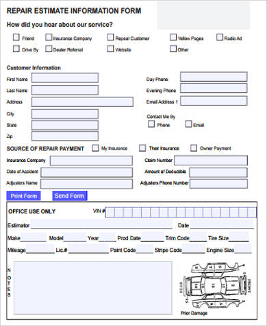 FREE 7+ Sample Repair Estimate Forms in MS Word | PDF