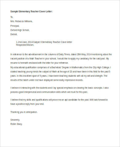 cover letter college teaching position