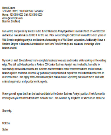 Cover Letter For Senior Business Systems Analyst - 101 ...