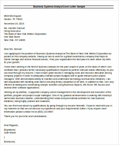 FREE 7+ Sample Business Analyst Cover Letter Templates in ...