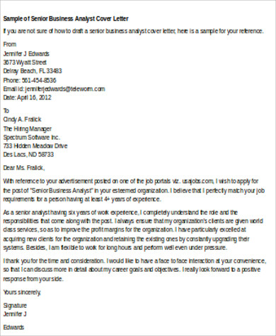 Sample Cover Letter For Junior Business Analyst Images