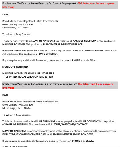job employment verification letter