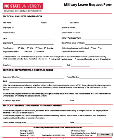 military leave request form pdf