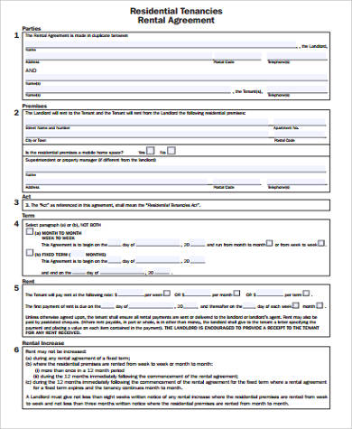 rental agreement form example