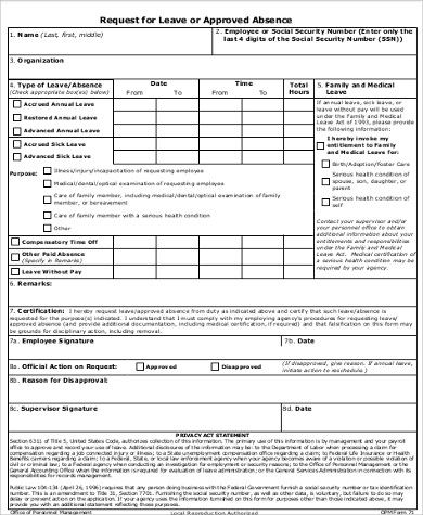 leave of absense request form