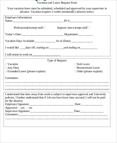 vacation leave request form