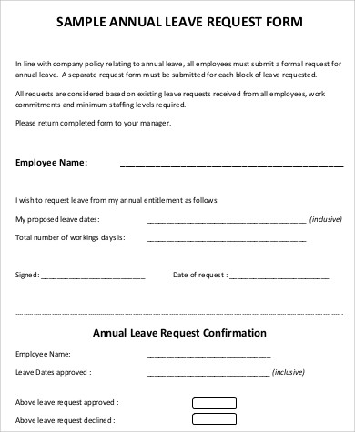 sample annual leave request form