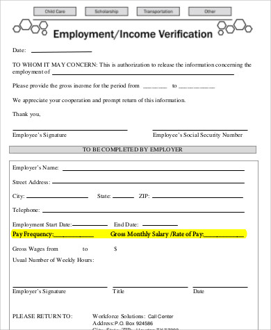 employee income verification form example