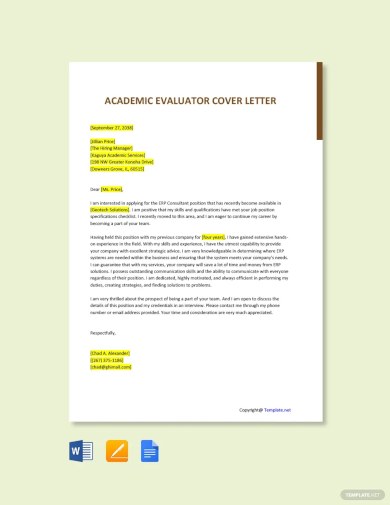 academic evaluator cover letter template