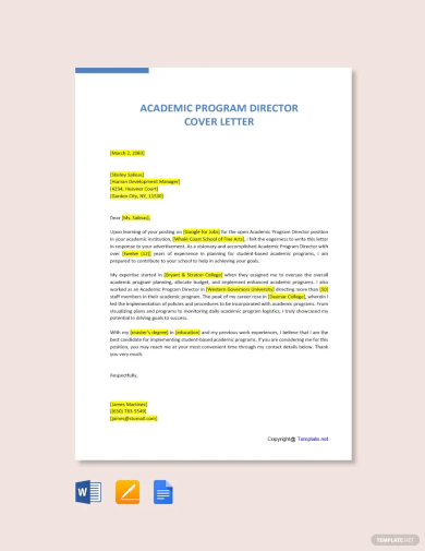 academic program director cover letter template