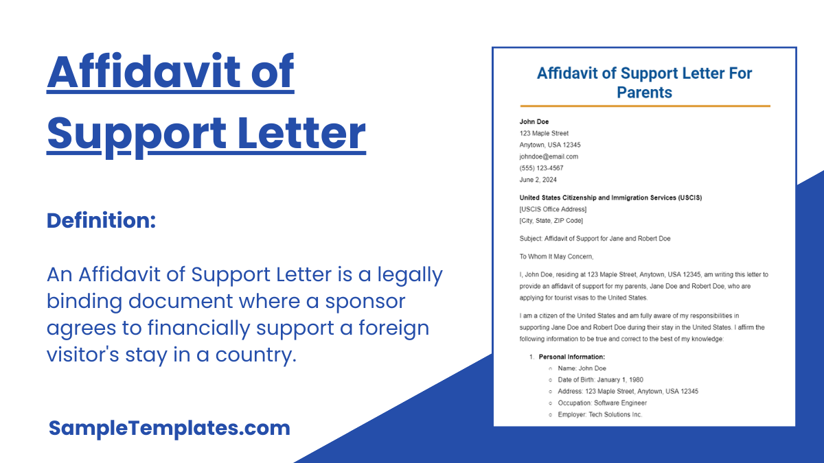 Affidavit of Support Letter
