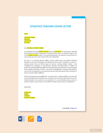 athletics teacher cover letter template