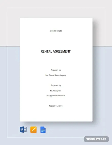 blank rental agreement template