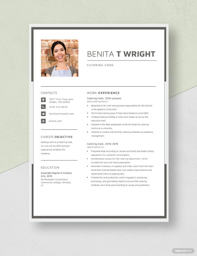 catering cook resume template