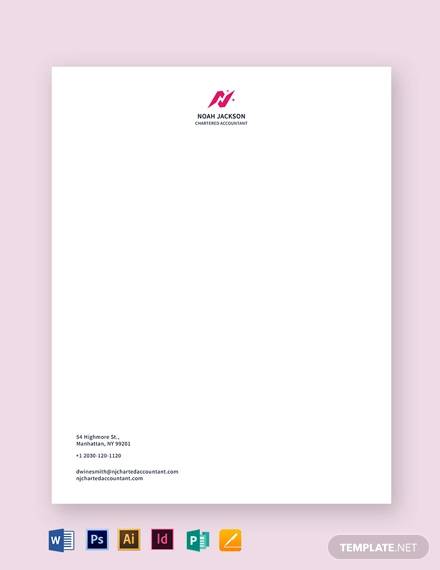 chartered accountant letterhead template