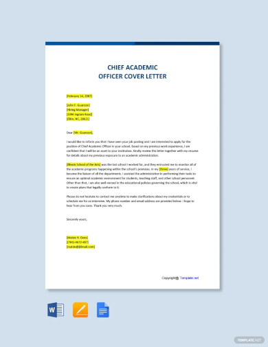 chief academic officer cover letter template