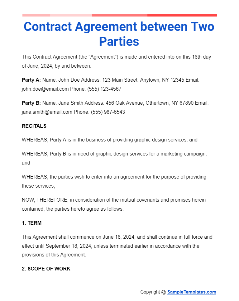 contract agreement between two parties