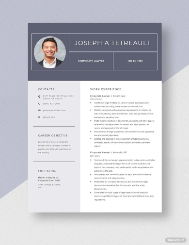 corporate lawyer resume template