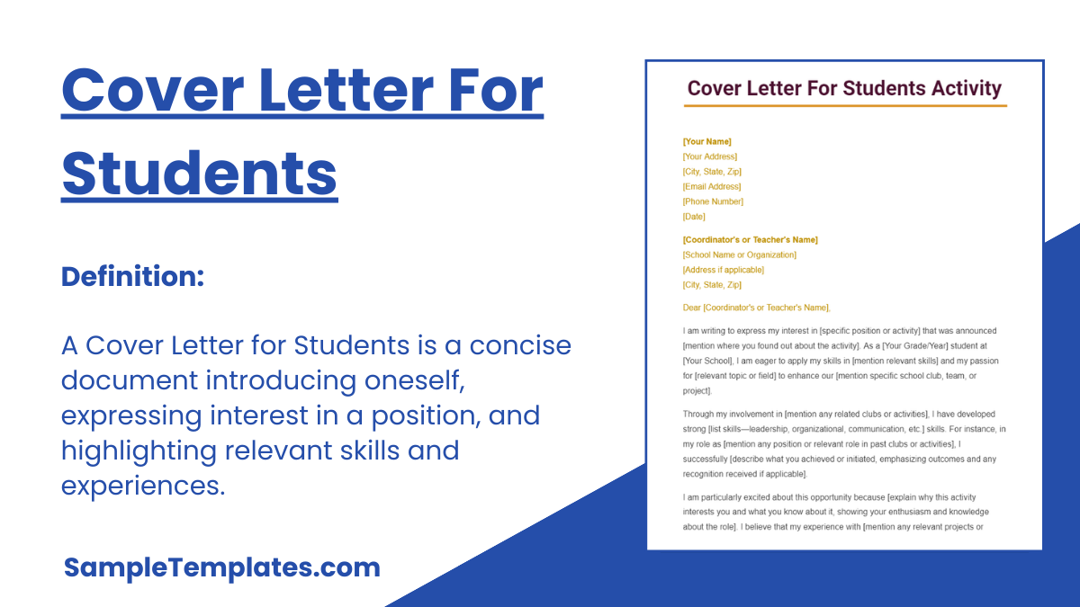 Cover Letter For Students