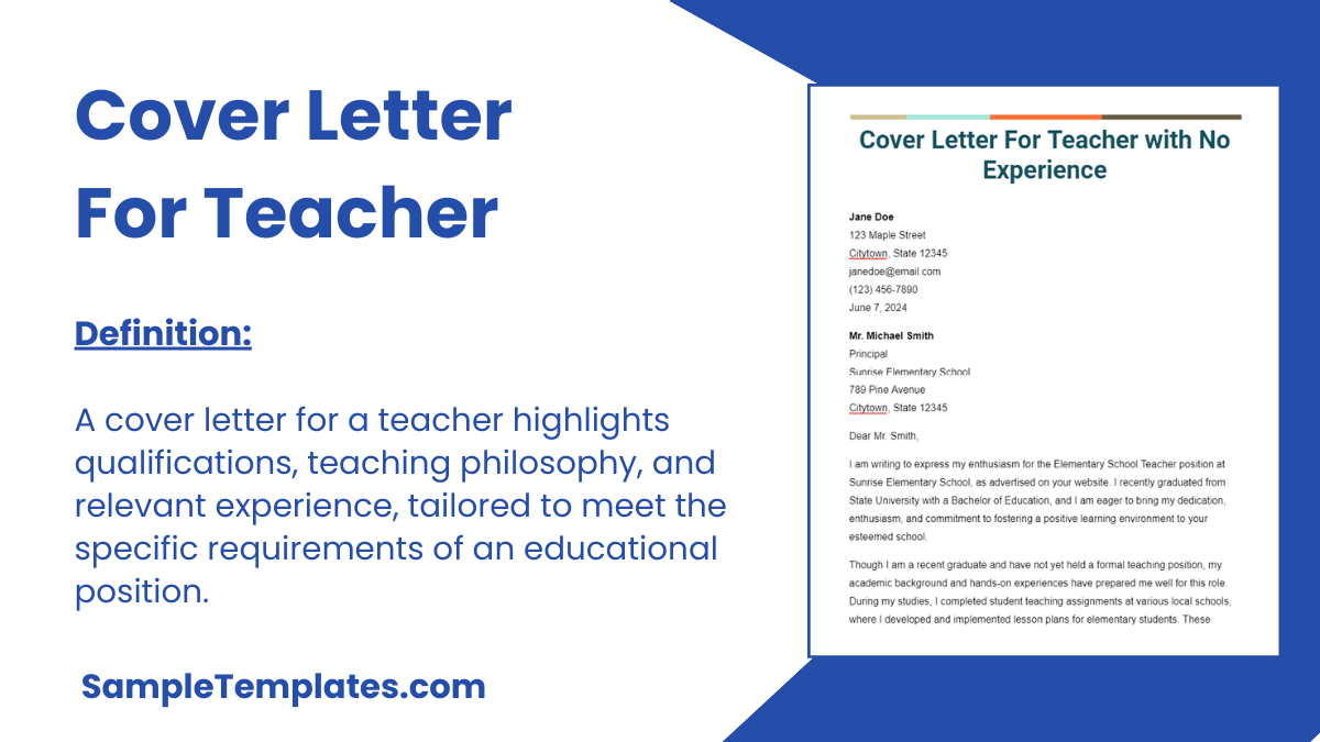 Cover Letter For Teacher