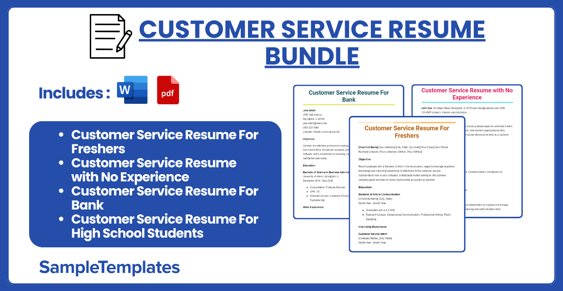 customer service resume bundle