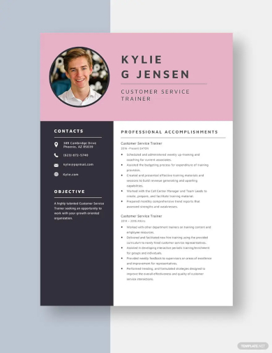 customer service trainer resume template