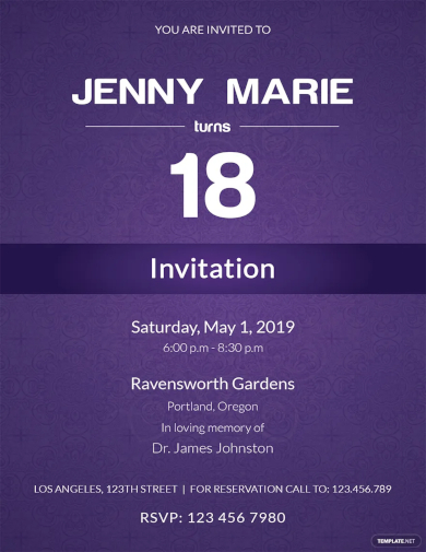 debut event invitation card template