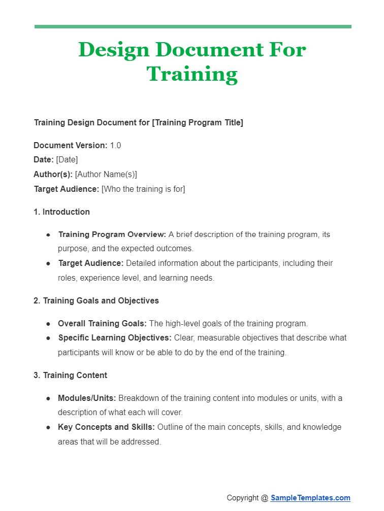 design document for training