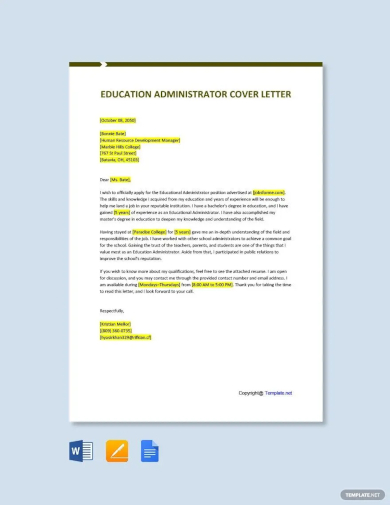 education administrator cover letter template