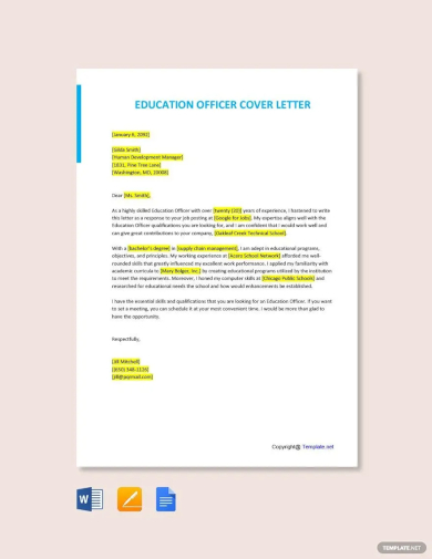education officer cover letter template