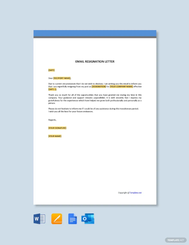 email resignation letter template