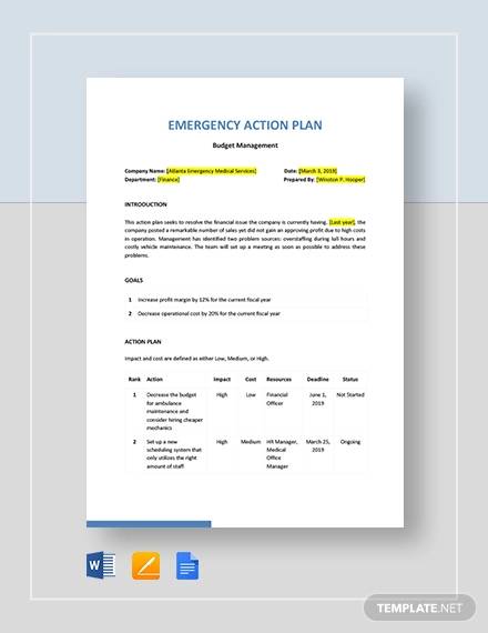 FREE 11 Sample Emergency Action Plan Templates In MS Word PDF