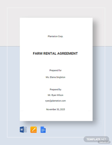 farm rental agreement template