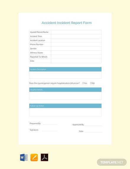 free accident incident report template